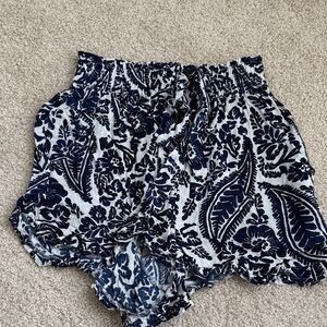 Miami High Waist Floral Navy and White Shorts